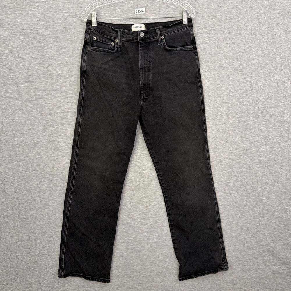AGOLDE Womens Size 30 Black Pinch Waist High Rise Straight Jeans A095